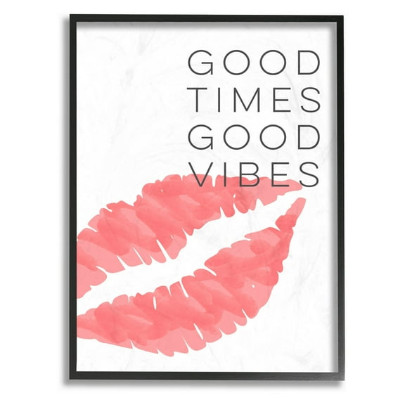 The Stupell Home Decor Collection Good Times Good Vibes Lip Print Framed Wall Art