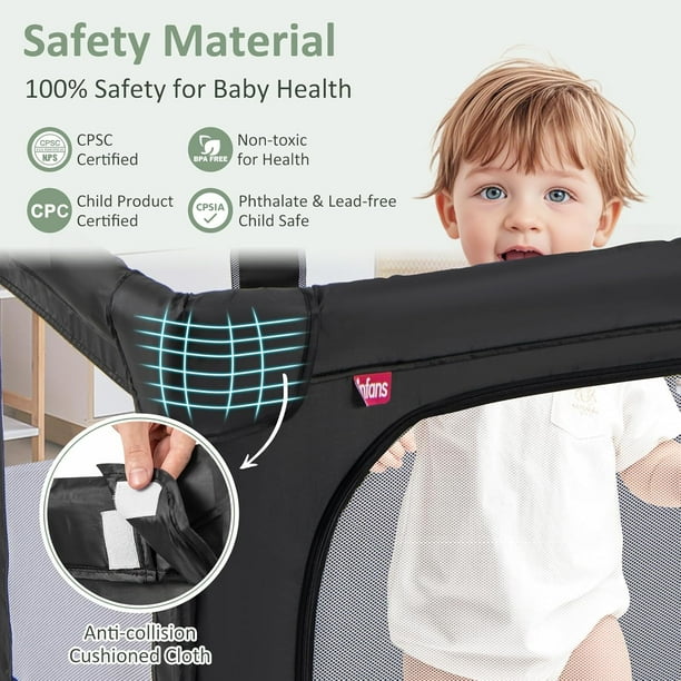 ※Baby OLAKIDS Foldable Baby Playpen with Mat, 59” x 59” Large Baby