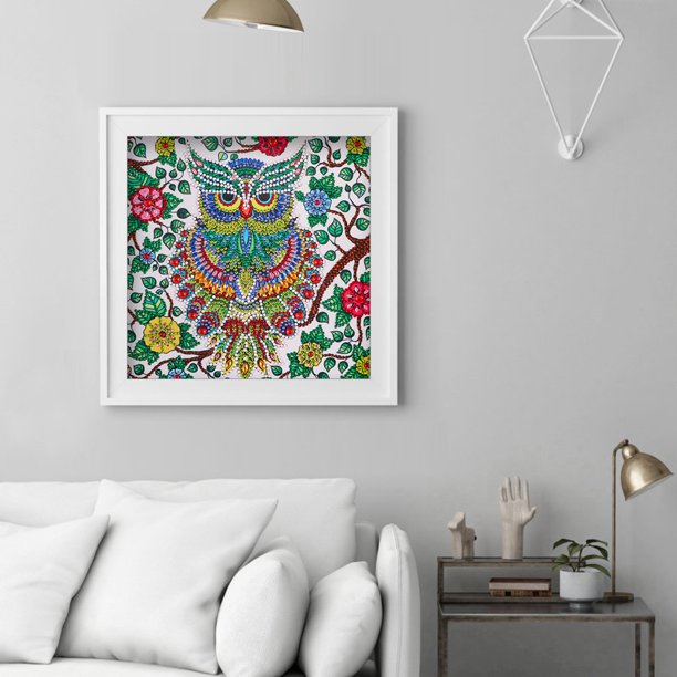 Cuadros Decorativos Pintura de diamante 5D DIY búho parcial forma especial dibujo de Ehuebsd diamantes de imitación imagen para interior habitación oficina decoración festiva