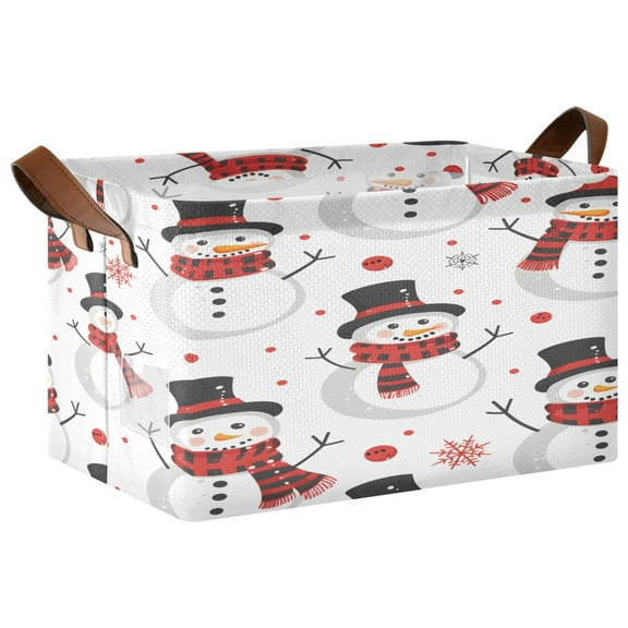 Ryvnso Snowman on White Storage Bins Large Basket Foldable Cube Toys Organizer with Handles 1 PC