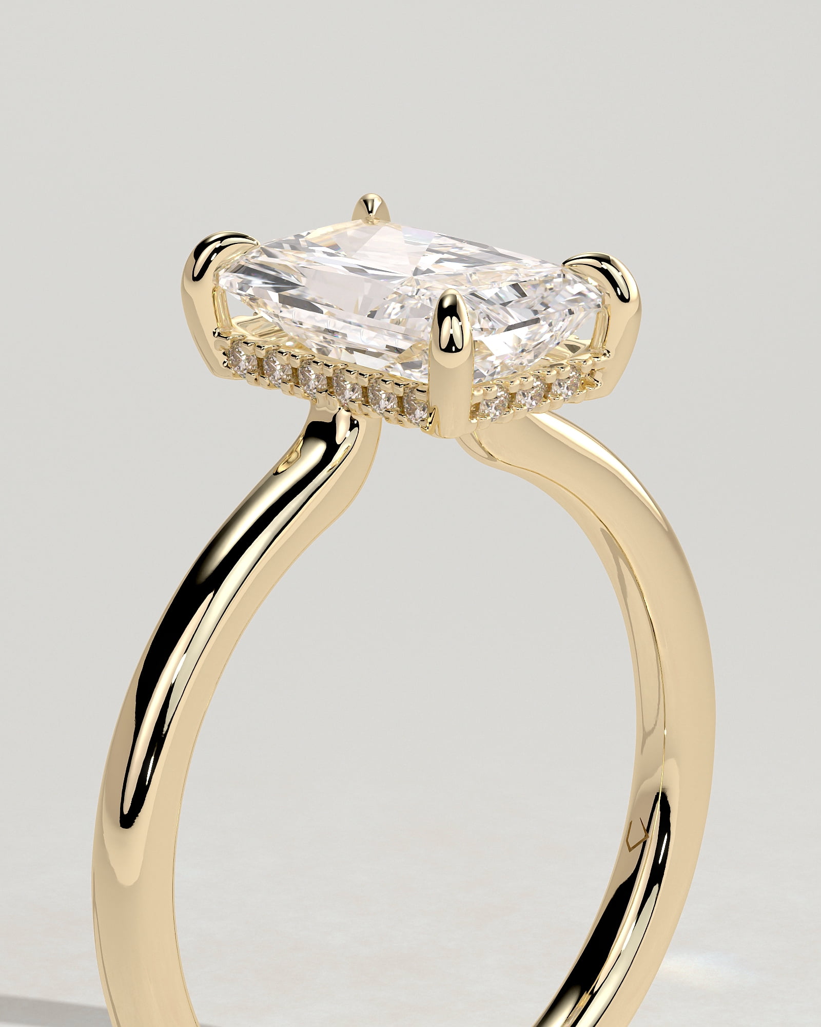 CAPRICARATS 2.00Ct Radiant Cut Moissanite Floating Low-Set Solitaire Engagement Ring – Hidden Halo Flush Design in 18K Yellow Gold for Women