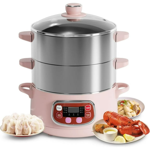 Electric Food Steamer,Stainless Steel Digital Steamer, 3 tier 8L Large Capacity Vegetable Steamer, Auto Shut-off & Anti-dry Protection2,1200W