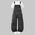 thumbnail image 2 of Staki Toddler Overalls for Girls Kids Big Girls Jumpsuits & Rompers Distressed Bib Denim Overalls Blue Long Jeans Stretchy Ripped Jeans 8-14Y(Black,12-14 Years), 2 of 9