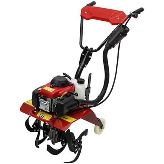 4-Stroke 63CC Gas Powered Tiller Cultivator Garden Yard Rototiller Tilling Tool Gas Tiller- Ideal for Garden, Lawn, Soil Cultivation, Weed & Digging