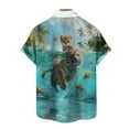 thumbnail image 2 of WHNBCW Novelty Cat Button Down Shirt Funny Kitty Graphic Hawaiian Shirt, 2 of 6