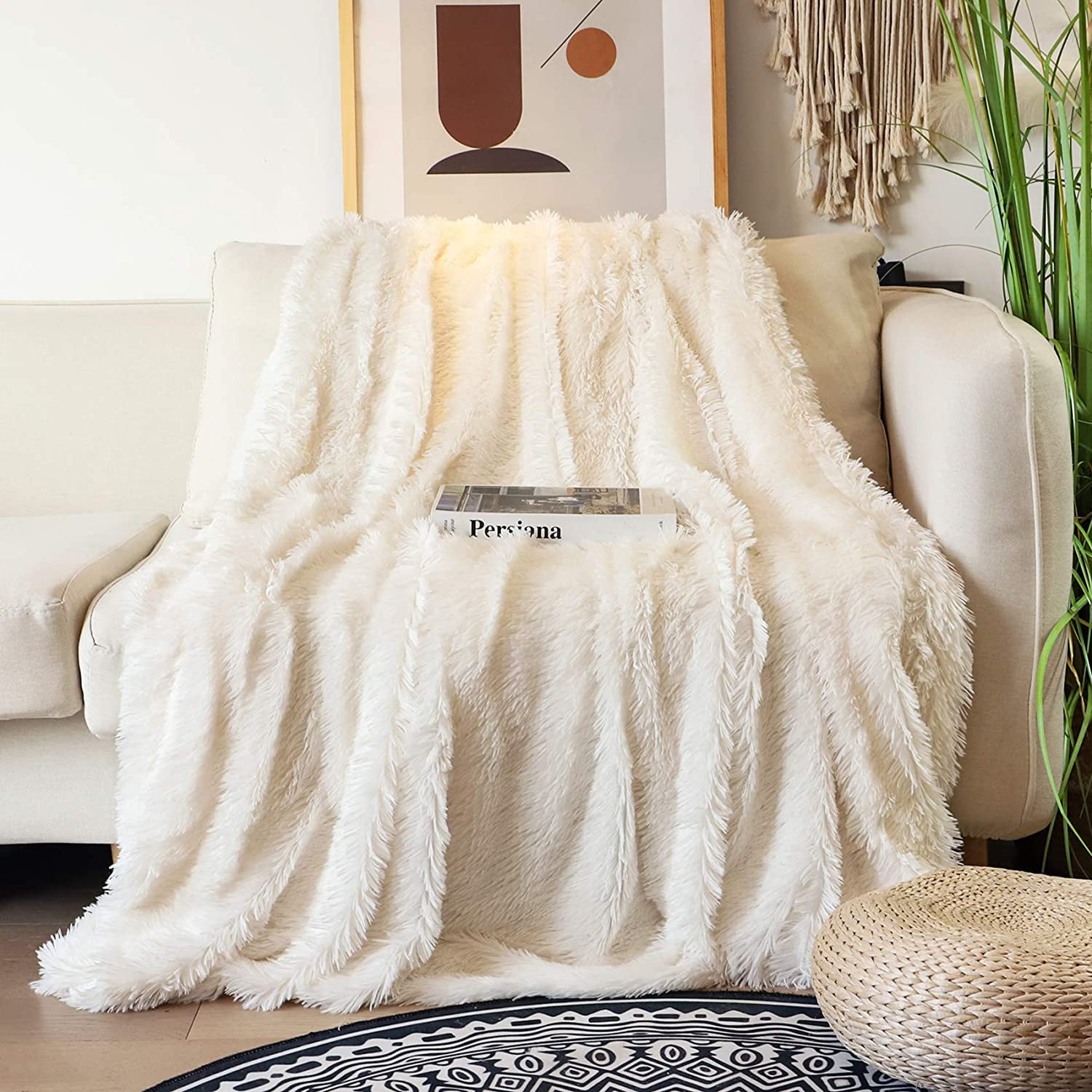 Gorgeous Soft Faux Fur Rabbit Animal Throw Blanket Sofa Bed In Double & King Siz 