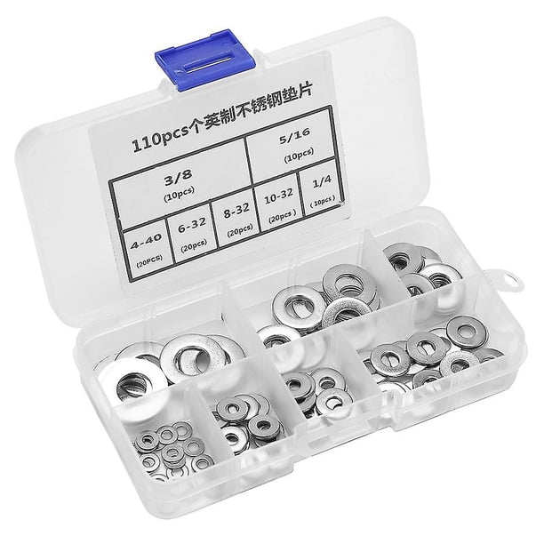 110 Piece Imperial Standard Stainless Steel Flat Washers and Flat Washers Assortment with Box