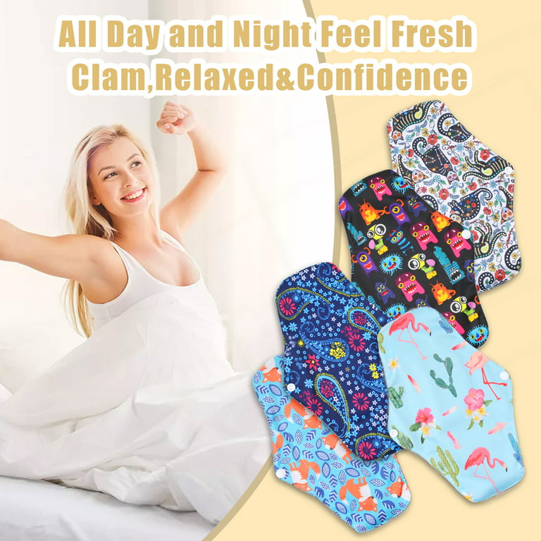 Reusable Menstrual Pads,Bamboo Cloth Pads for Heavy Flow with Wet