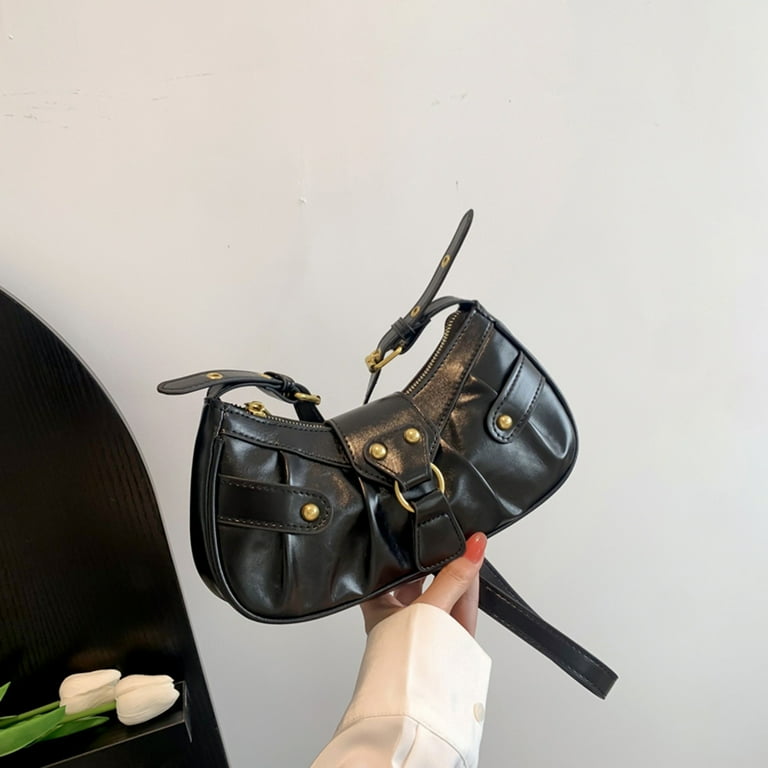Futuristic Cyber Metal Silver Shoulder Bag Y2K Aesthetic