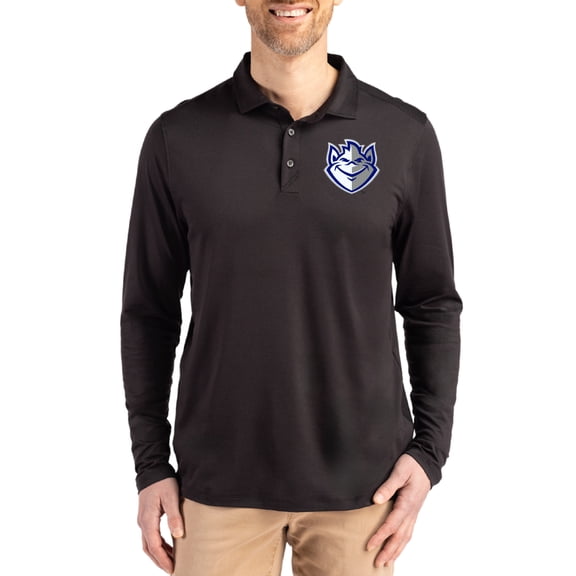 Men's Cutter & Buck  Black Saint Louis Billikens Primary Coastline Epic Comfort Long-Sleeve Polo