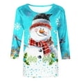 thumbnail image 5 of Bcresic Women's Christmas Snowman Tops Womens Crewneck 3/4 Sleeve Tshrit Cute Xmas Tree Snowflake Graphic Shirts Trendy Festival Printed Tunic Top Fall Basic Tee Casual Blouses,Sky Blue,Small, 5 of 6