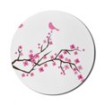 thumbnail image 1 of Floral Mouse Pad for Computers, Japanese Minimalist Cherry Blossoms Branch Birds Silhouette Abstract Pattern, Round Non-Slip Thick Rubber Modern Mousepad, 8" Round, Pale Fuchsia Pink, by Ambesonne, 1 of 2