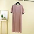 thumbnail image 5 of FAIWAD Women's Short Sleeve Maxi Dress Round Neck Color Block Loose Dress Casual Full Length Nightshirt, 5 of 5