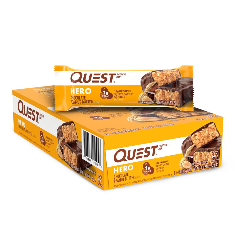 Chocolate Peanut Butter Hero Quest Nutrition Protein Bar, High Protein