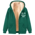 thumbnail image 2 of BLTIBY Sweatshirt Hoodies for Women Winter Fleece Zip Up Drawstring Thick Sherpa Lined Printed Hooded Jacket with Pockets Army Green XL, 2 of 4