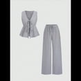 thumbnail image 2 of Conjunto de Dos Piezas de Verano para Mujer, con Estampado de Rayas, Sin Mangas, con Cordones, Camiseta Sin Mangas y Pantalones para Playa Negro M, 2 of 10