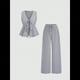 thumbnail image 2 of Conjunto de Dos Piezas de Verano para Mujer, con Estampado de Rayas, Sin Mangas, con Cordones, Camiseta Sin Mangas y Pantalones para Playa Negro M, 2 of 10