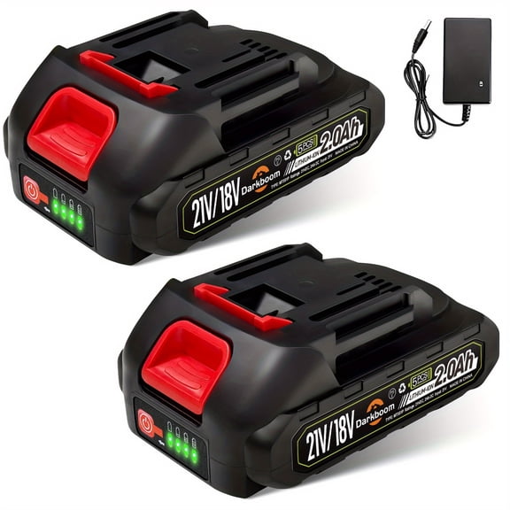 2 pcs Batteries Replacement for Makita, 2.0Ah 2000mAh battery for 18V 20V 21V power tools with a Battery Charger, Battery Compatible with Makita 18V tools,Leaf Blower,weed wacker,Chainsaw,Power washe