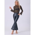 thumbnail image 2 of DARING DIVA Women's Glitter Mesh Mock Neck See Through Blouse XL Gold, 2 of 6