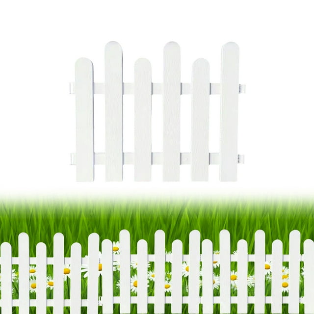 Zenithome White Plastic Garden Fence Picket Border Edging for Lawn Flowerbed Plant Protection Decorative Yard