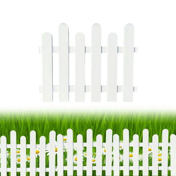 White Garden Fence, Insert Picket Fence Edgings, Flowerbeds Plant Borders Decorative, Fence for Lawns, Flowerbeds, and Plant Borders