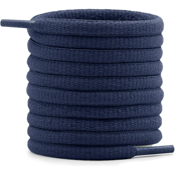 Oval Sneakers Shoe Laces: 4/25inch Athletic Half Round Shoelaces 2 Pair 24 Navy Blue 55.2Inch (140CM)