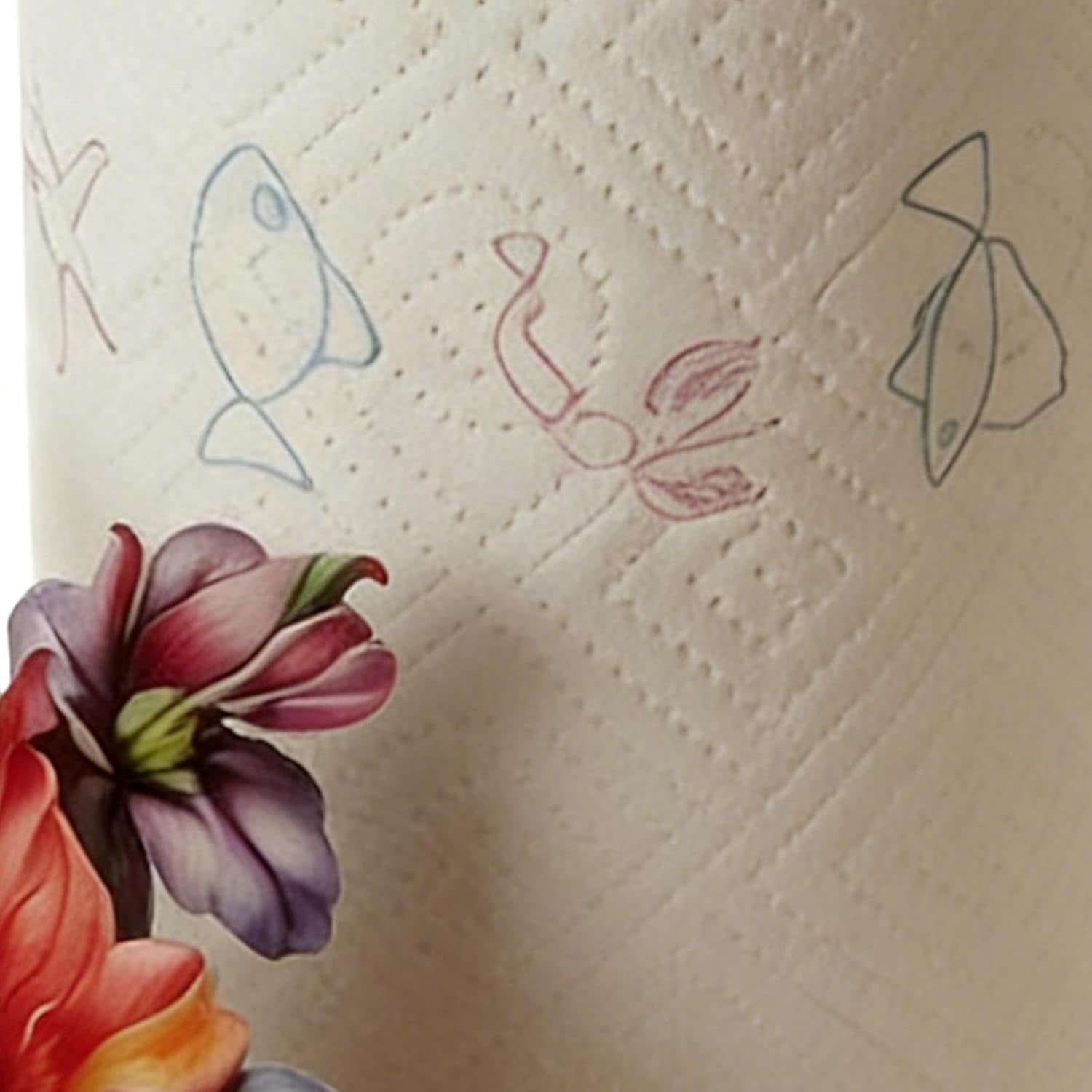 Decorative Paper Towel Holder with Flower Pattern – Freestanding Tissue Roll Rack for Home, Kitchen, Bathroom, or Office