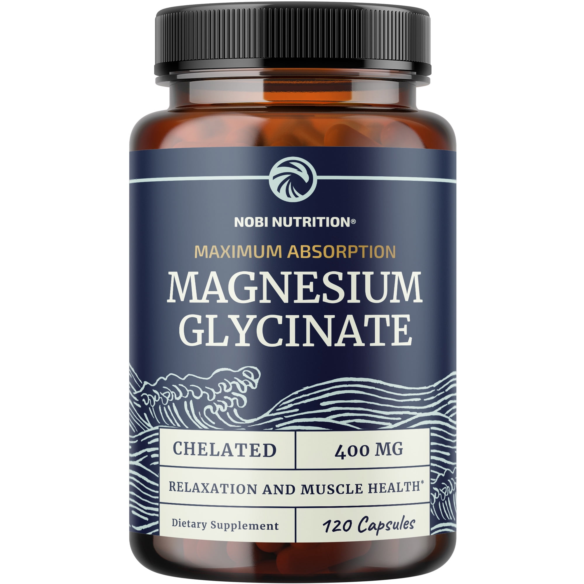 High Absorption Chelated Magnesium Glycinate Capsules, 400 mg, Flavorless, 120 Ct