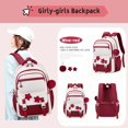 thumbnail image 2 of Cute Casual College School Bookbags, Large‑Capacity Lightweight Backpack, Travel Daypack for Teens, Wine Red, 2 of 7