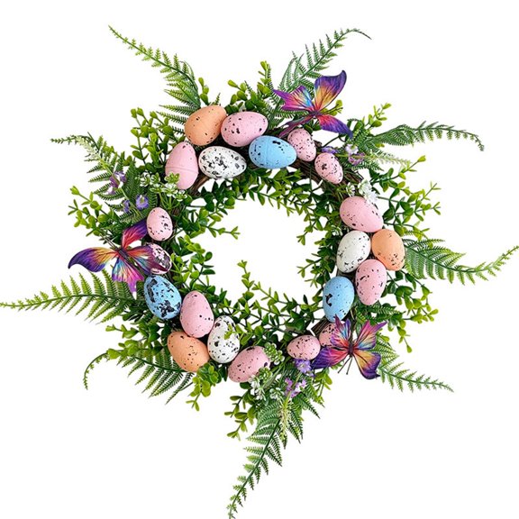 Easter Wreath Artificial Easter Egg Wreath for Front Door Easter Door Wreath Spring Wreath with Pastel Eggs and Mixed Twigs for Easter Home Decor