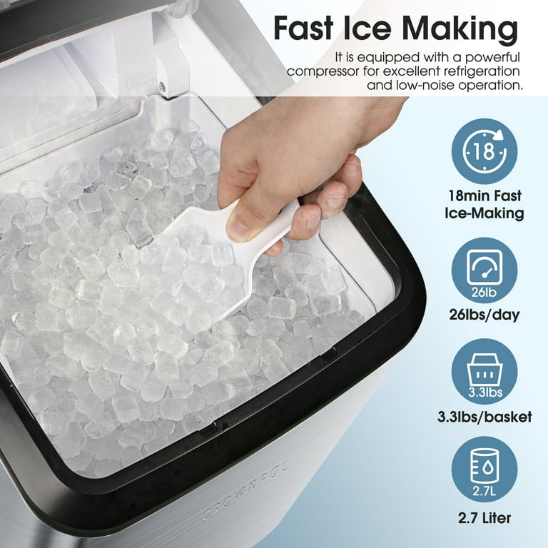 AICOOK 2.7L Nugget Ice Maker Countertop, 26lb Crunchy Pellet Ice per D