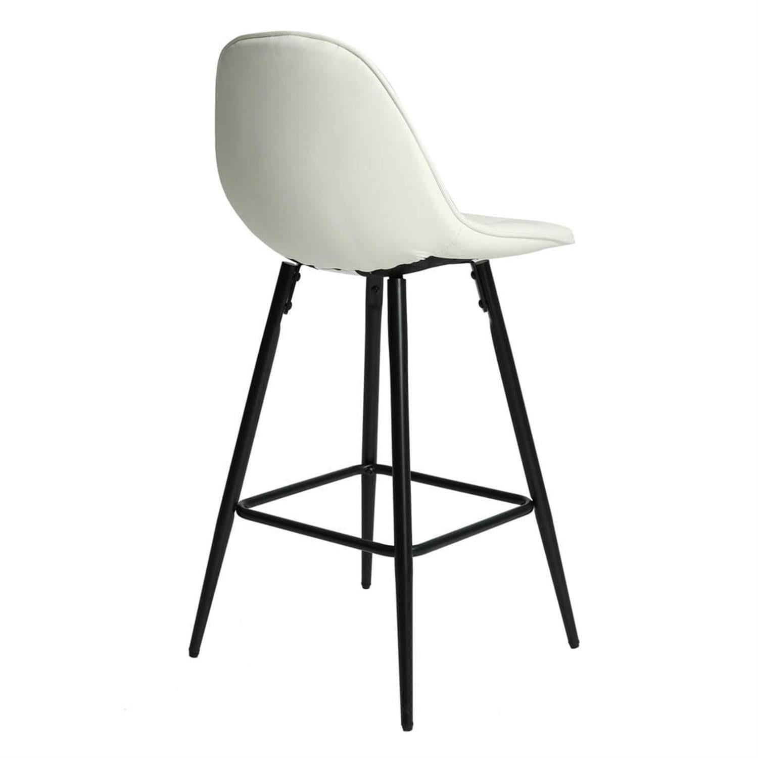 Demi Bonn 37" Counter Height Bar Stools Set of 2, Modern Barstools with Back, Kitchen Island Countertop Chairs for Dining Room, White