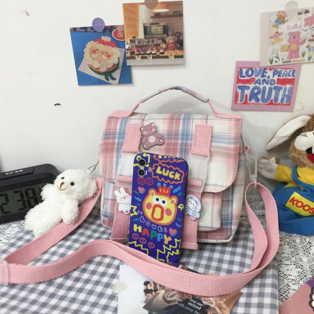 Bolsa universitario de nailon JK Plaid Campus uniforme portátil bandolera de hombro JShteea Para Estrenar