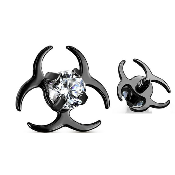 Dermal CZ Internal Biohazard Symbol Thread Anchor Top