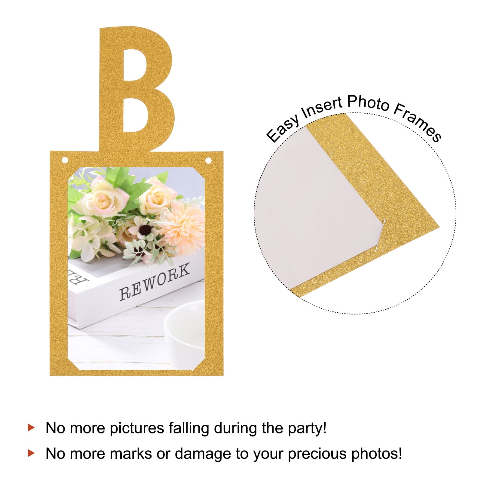 Unique Bargains Birthday Photo Banner 1 To 12 Months Birthday Party Decor Gold