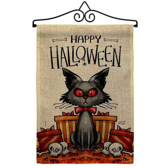 Angeleno Heritage GS130409-DB-02 Kitty O Ween Falltime Halloween 13 x 18.5. in. Double-Sided Decorative Vertical House Garden Flag Set for Decoration Banner Yard Gift