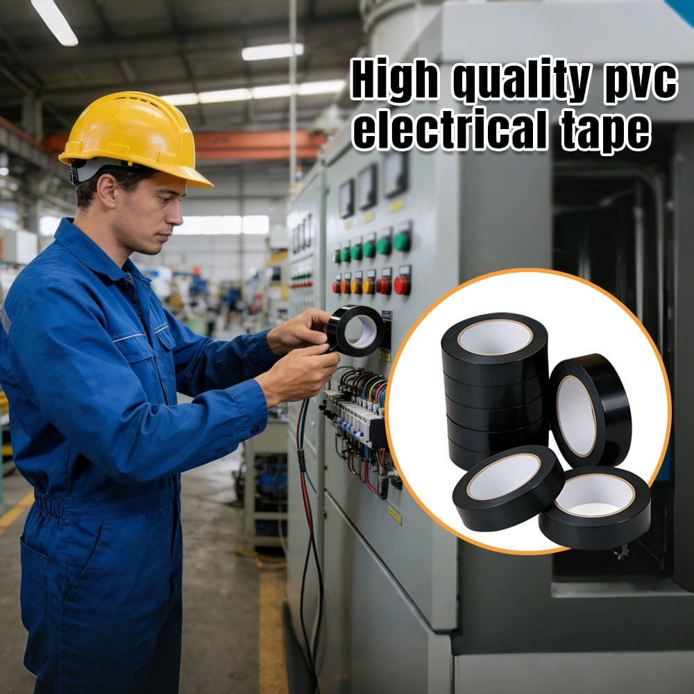 100 Black Electrical Tape, 3/4 in x 66 ft, Waterproof Vinyl Electric Tape, High Temperature  Insulation Tape for Home Outdoor Wire Repair, Electrical Protection, Automotive and Industrial Use