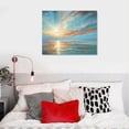 thumbnail image 3 of COMIO Turquoise and Gold Abstract Seascape Wall Art Handmade Modern Textured Oil Painting on Canvas for Home Office Decoration - 20x16 Inch, 3 of 3