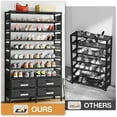 thumbnail image 4 of Tribesigns 10 Tier Vertical Shoe Rack Organizer with 4 Large Bins Drawers, 50 Pairs Shoe Free Standing Tall Shoe Shelf Storage Organizer for Bedroom Hallway Garage, Black, 4 of 5