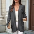 thumbnail image 4 of Suéter de Punto con Capucha y Mangas Largas Abiertas para Mujer 2025, Prenda Exterior Tipo Cárdigan Gris Oscuro S, 4 of 10
