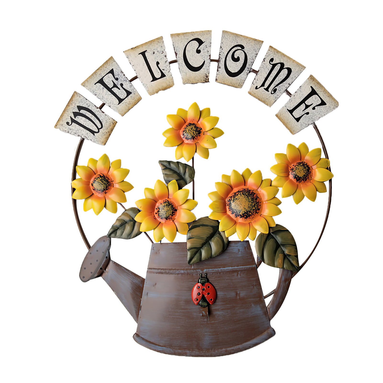 Wall Hanging Art Decor Front Door HLTER Watering Can Welcome Sign Metal Sunflower Welcome Sign Welcome Door Sign for Garden Yard Entryway Decor