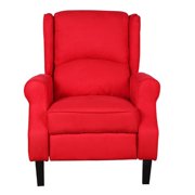 Faux Suede Heated Vibrating Massage Recliner Chair with Remote Control - Red