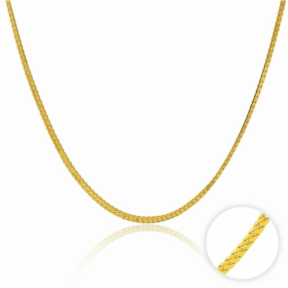 JeenMata 18 Inch Herringbone Chain Fashion Necklace - in Yellow Gold Plating, Adjustable Necklace Chain for Women