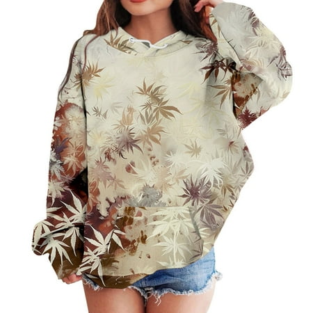 SonxaHe Big Girls Hooded Sweatshirt with Pockets Spring Graphic Hoodies Children Breathable Lightweight Sports Clothes Yellow Size 9-10 Y