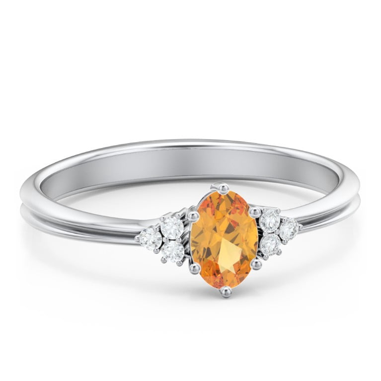 Bague Ovale avec Accents d'Épaule - Citrine (November)