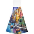 thumbnail image 2 of GZHJMY Village Boats Hanging Tie Towels Set of 2, Soft Absorbent Kitchen Hand Towels with Hanging Loops for Kitchen Bathroom Farmhouse Home Decor, 18.2 x 14 Inch Wash Cloths, 2 of 7