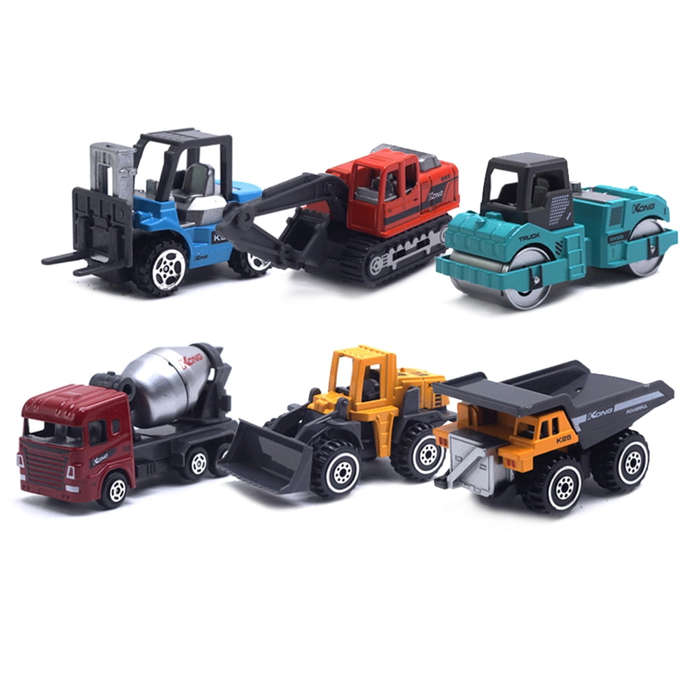 6pcs Children Mini Alloy Engineering Excavator Inertia Sliding Car Set Toys 