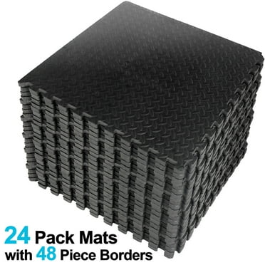 ZENSTYLE 24pcs Puzzle Exercise Mat with EVA Foam Interlocking Tiles For Exercise Gym, Black