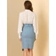 thumbnail image 5 of Falda de tubo vintage Allegra K con cinturón y botones para mujer Azul claro XL, 5 of 6