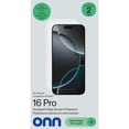 thumbnail image 2 of Onn iPhone 16 Pro 2 Pack Premium Japanese Tempered Glass Screen Protector with Easy Application Tray, Scratch and Impact Absorbing, 2 of 5
